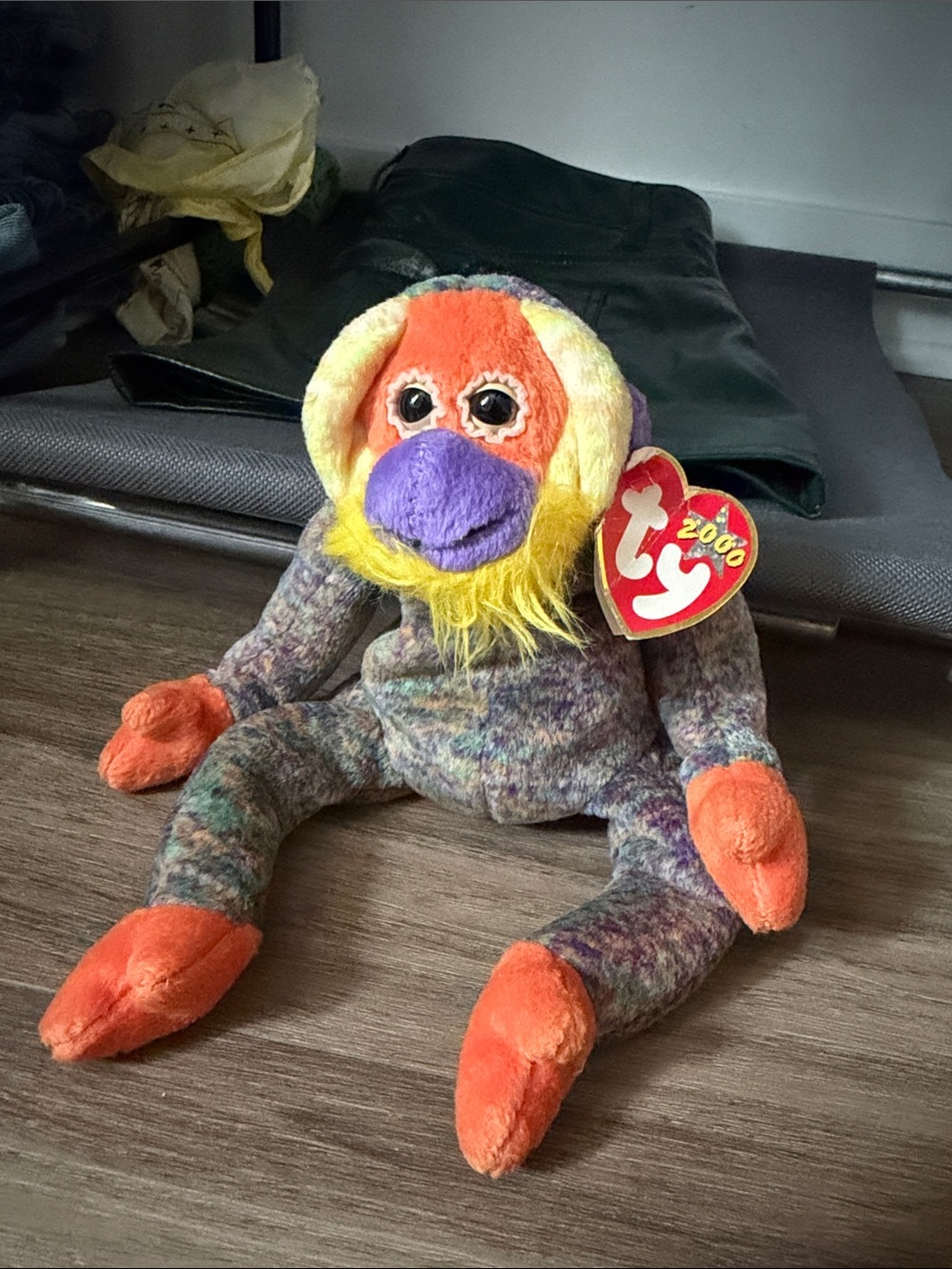 Ty Multicolor Monkey Plush - Orange, Purple, Yellow